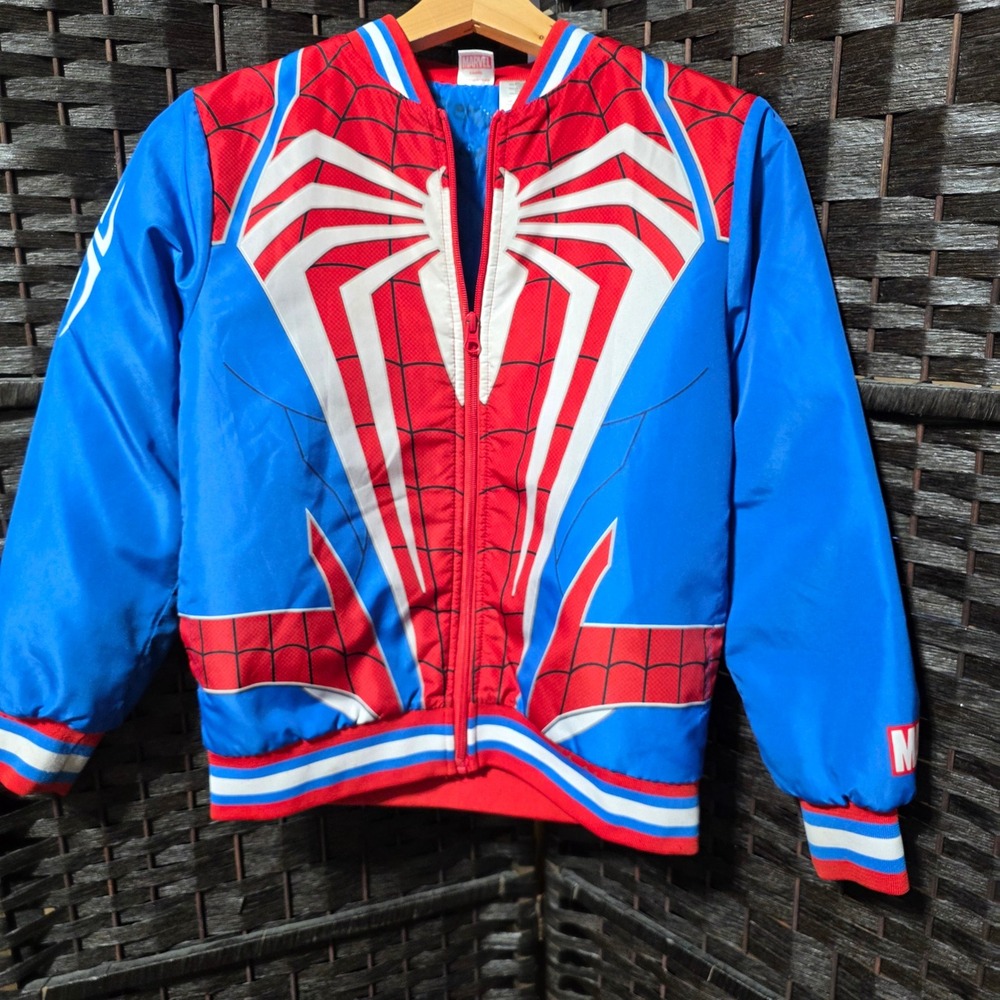 Marvel Spider-Man Kids Bomber Jacket Blue Red White PS4 Advanced Suit Size 10/12
